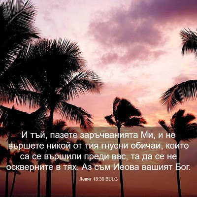 Picture 03 - Левит 18:30 BULG - И тъй, пазете заръчванията - Bible Verse Picture