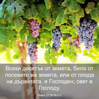 Picture 03 - Левит 27:30 BULG - Всеки десетък от земята, - Bible Verse Picture