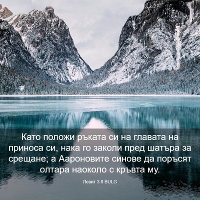 Picture 03 - Левит 3:8 BULG - Като положи ръката си на - Bible Verse Picture