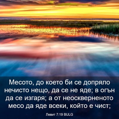 Picture 03 - Левит 7:19 BULG - Месото, до което би се - Bible Verse Picture