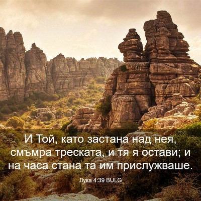 Picture 03 - Лука 4:39 BULG - И Той, като застана над нея, - Bible Verse Picture