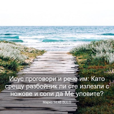 Picture 03 - Марко 14:48 BULG - Исус проговори и рече им: - Bible Verse Picture