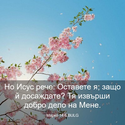 Picture 03 - Марко 14:6 BULG - Но Исус рече: Оставете я; - Bible Verse Picture