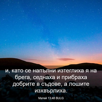 Picture 03 - Матей 13:48 BULG - и, като се напълни - Bible Verse Picture