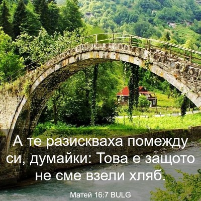 Picture 03 - Матей 16:7 BULG - А те разискваха помежду си, - Bible Verse Picture