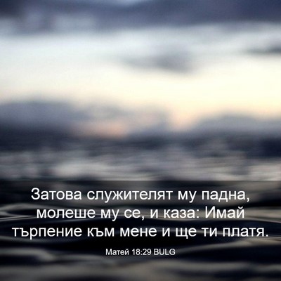 Picture 03 - Матей 18:29 BULG - Затова служителят му - Bible Verse Picture