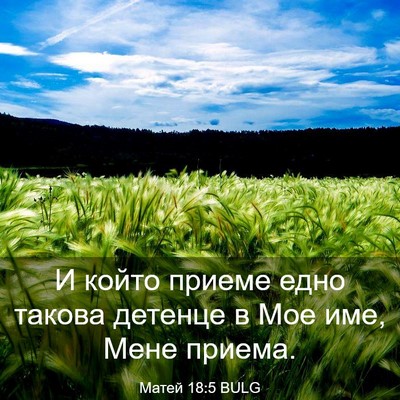 Picture 03 - Матей 18:5 BULG - И който приеме едно такова - Bible Verse Picture