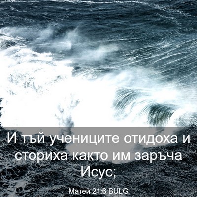 Picture 03 - Матей 21:6 BULG - И тъй учениците отидоха и - Bible Verse Picture