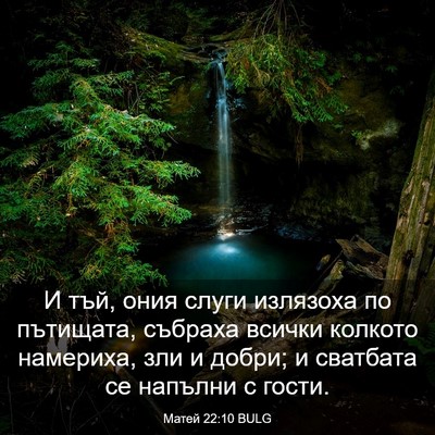 Picture 03 - Матей 22:10 BULG - И тъй, ония слуги излязоха - Bible Verse Picture