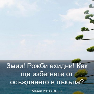 Picture 03 - Матей 23:33 BULG - Змии! Рожби ехидни! Как ще - Bible Verse Picture