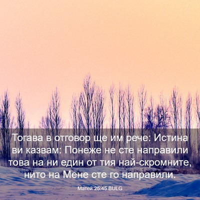 Picture 03 - Матей 25:45 BULG - Тогава в отговор ще им - Bible Verse Picture