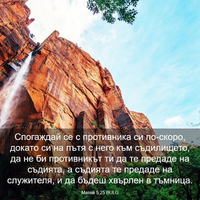 Picture 03 - Матей 5:25 BULG - Спогаждай се с противника - Bible Verse Picture