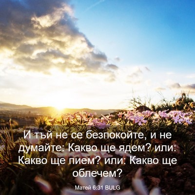 Picture 03 - Матей 6:31 BULG - И тъй не се безпокойте, и не - Bible Verse Picture