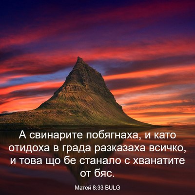 Picture 03 - Матей 8:33 BULG - А свинарите побягнаха, и - Bible Verse Picture
