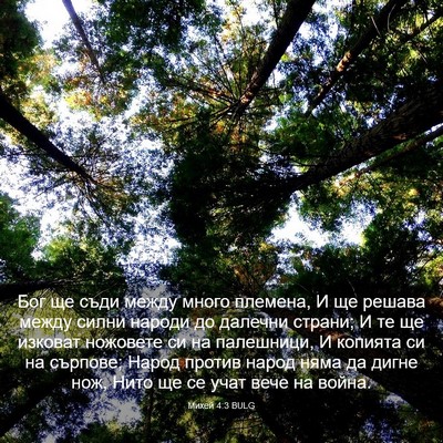 Picture 03 - Михей 4:3 BULG - Бог ще съди между много - Bible Verse Picture