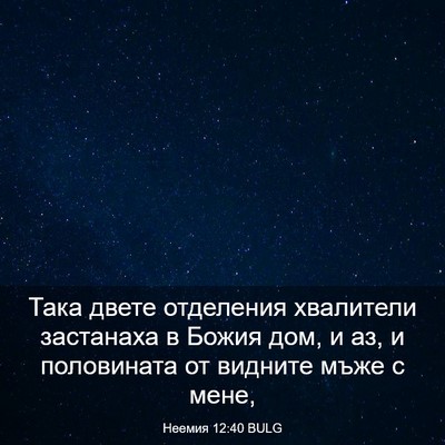 Picture 03 - Неемия 12:40 BULG - Така двете отделения - Bible Verse Picture