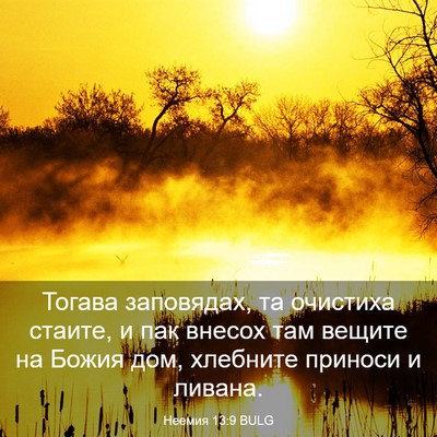 Picture 03 - Неемия 13:9 BULG - Тогава заповядах, та - Bible Verse Picture