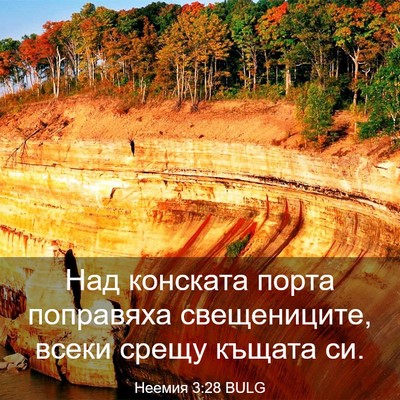 Picture 03 - Неемия 3:28 BULG - Над конската порта - Bible Verse Picture