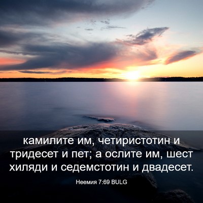 Picture 03 - Неемия 7:69 BULG - камилите им, четиристотин - Bible Verse Picture