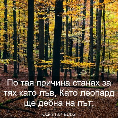 Picture 03 - Осия 13:7 BULG - По тая причина станах за - Bible Verse Picture