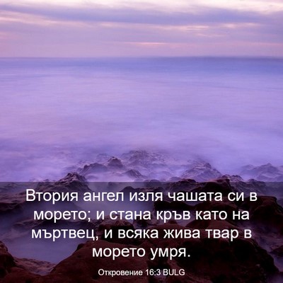 Picture 03 - Откровение 16:3 BULG - Втория ангел изля чашата - Bible Verse Picture