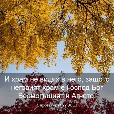 Picture 03 - Откровение 21:22 BULG - И храм не видях в него, - Bible Verse Picture