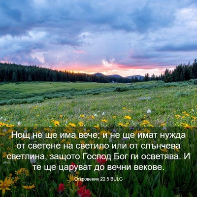 Picture 03 - Откровение 22:5 BULG - Нощ не ще има вече; и не ще - Bible Verse Picture