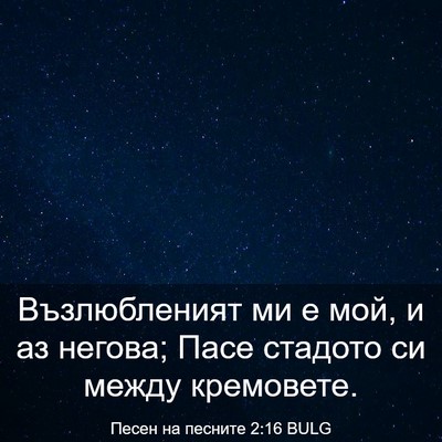 Picture 03 - Песен на песните 2:16 BULG - Възлюбленият ми е мой, и аз - Bible Verse Picture
