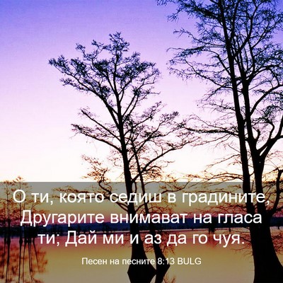 Picture 03 - Песен на песните 8:13 BULG - О ти, която седиш в - Bible Verse Picture