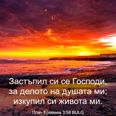 Picture 03 - Плач Еремиев 3:58 BULG - Застъпил си се Господи, за - Bible Verse Picture