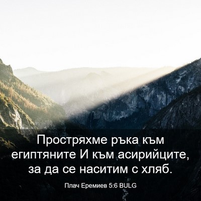 Picture 03 - Плач Еремиев 5:6 BULG - Простряхме ръка към - Bible Verse Picture