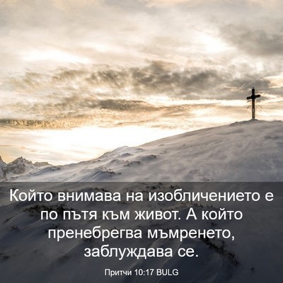 Picture 03 - Притчи 10:17 BULG - Който внимава на - Bible Verse Picture