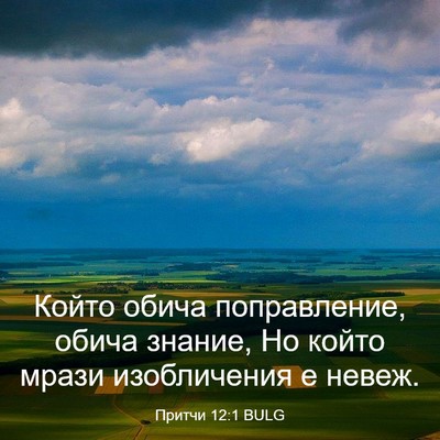 Picture 03 - Притчи 12:1 BULG - Който обича поправление, - Bible Verse Picture