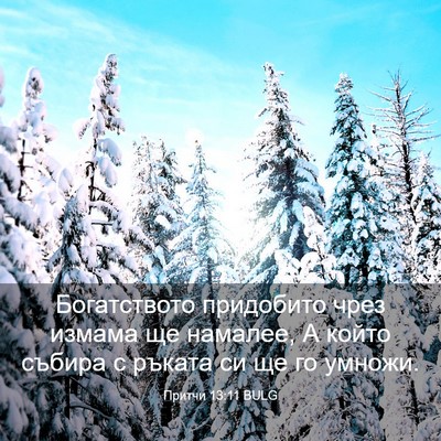 Picture 03 - Притчи 13:11 BULG - Богатството придобито - Bible Verse Picture