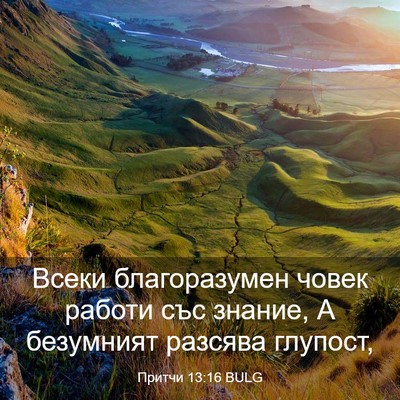 Picture 03 - Притчи 13:16 BULG - Всеки благоразумен човек - Bible Verse Picture
