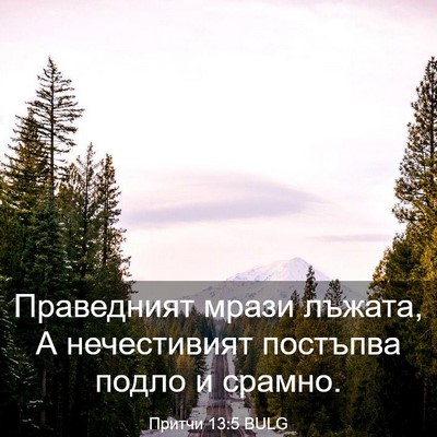 Picture 03 - Притчи 13:5 BULG - Праведният мрази лъжата, А - Bible Verse Picture