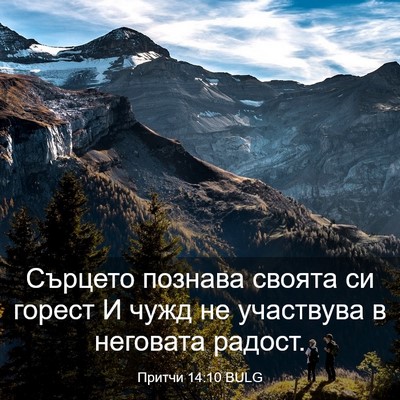 Picture 03 - Притчи 14:10 BULG - Сърцето познава своята си - Bible Verse Picture