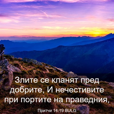 Picture 03 - Притчи 14:19 BULG - Злите се кланят пред - Bible Verse Picture