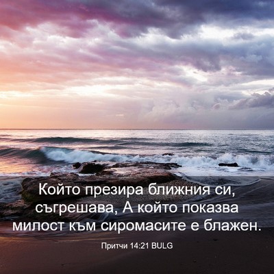 Picture 03 - Притчи 14:21 BULG - Който презира ближния си, - Bible Verse Picture