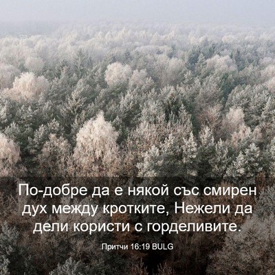 Picture 03 - Притчи 16:19 BULG - По-добре да е някой със - Bible Verse Picture