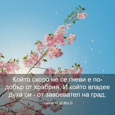 Picture 03 - Притчи 16:32 BULG - Който скоро не се гневи е - Bible Verse Picture