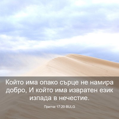 Picture 03 - Притчи 17:20 BULG - Който има опако сърце не - Bible Verse Picture