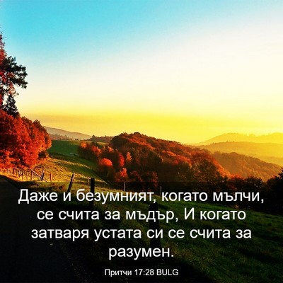 Picture 03 - Притчи 17:28 BULG - Даже и безумният, когато - Bible Verse Picture
