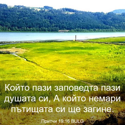 Picture 03 - Притчи 19:16 BULG - Който пази заповедта пази - Bible Verse Picture