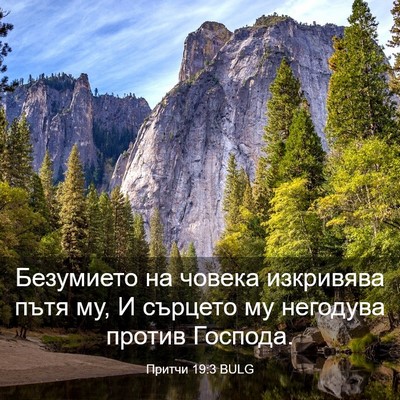 Picture 03 - Притчи 19:3 BULG - Безумието на човека - Bible Verse Picture