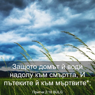 Picture 03 - Притчи 2:18 BULG - Защото домът й води надолу - Bible Verse Picture