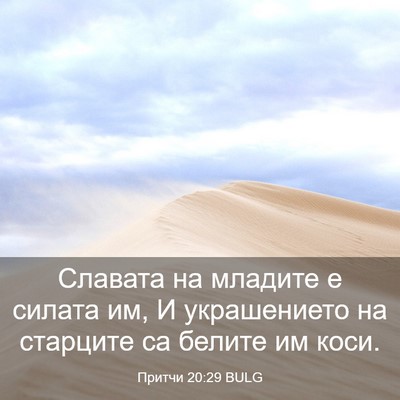 Picture 03 - Притчи 20:29 BULG - Славата на младите е - Bible Verse Picture