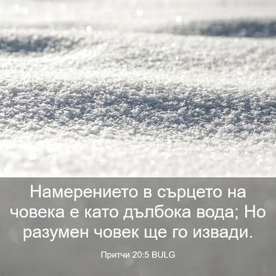 Picture 03 - Притчи 20:5 BULG - Намерението в сърцето на - Bible Verse Picture