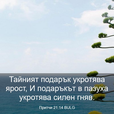 Picture 03 - Притчи 21:14 BULG - Тайният подарък укротява - Bible Verse Picture