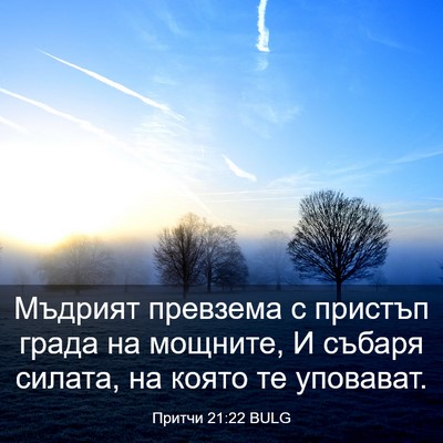 Picture 03 - Притчи 21:22 BULG - Мъдрият превзема с пристъп - Bible Verse Picture